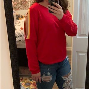 Red Cold Shoulder Sweatshirt